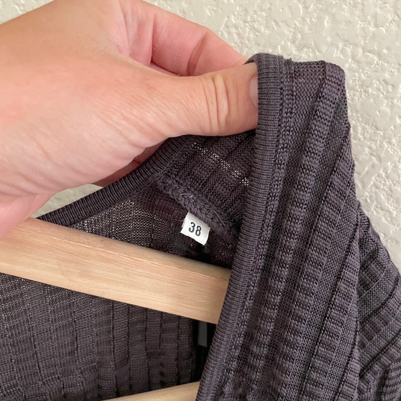 MISSONI Knit ribbed zig zag V-Neck Mini Dress grey long sleeve size 2 wool blend - Picture 9 of 13